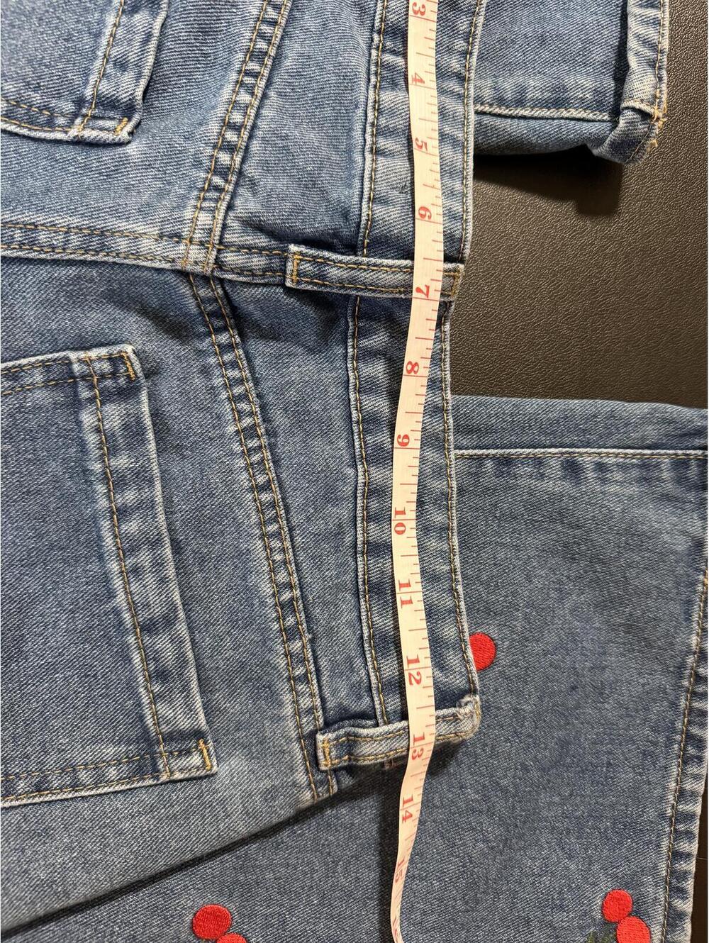 Ashley Mason Premium Women's Light Blue Wide Leg Flare Jeans with Embroidered Ch - Picture 5 of 7